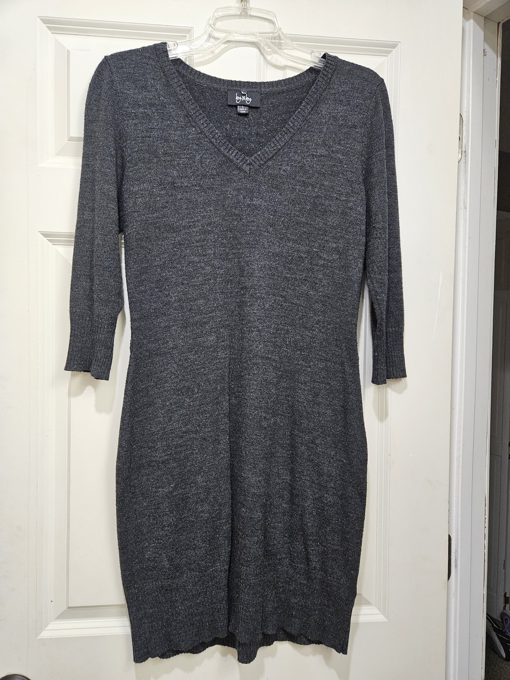 By&By Charcoal V-Neck Knit Dress